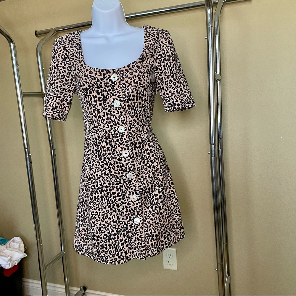 Altar’d State leopard print button down A-Line dress